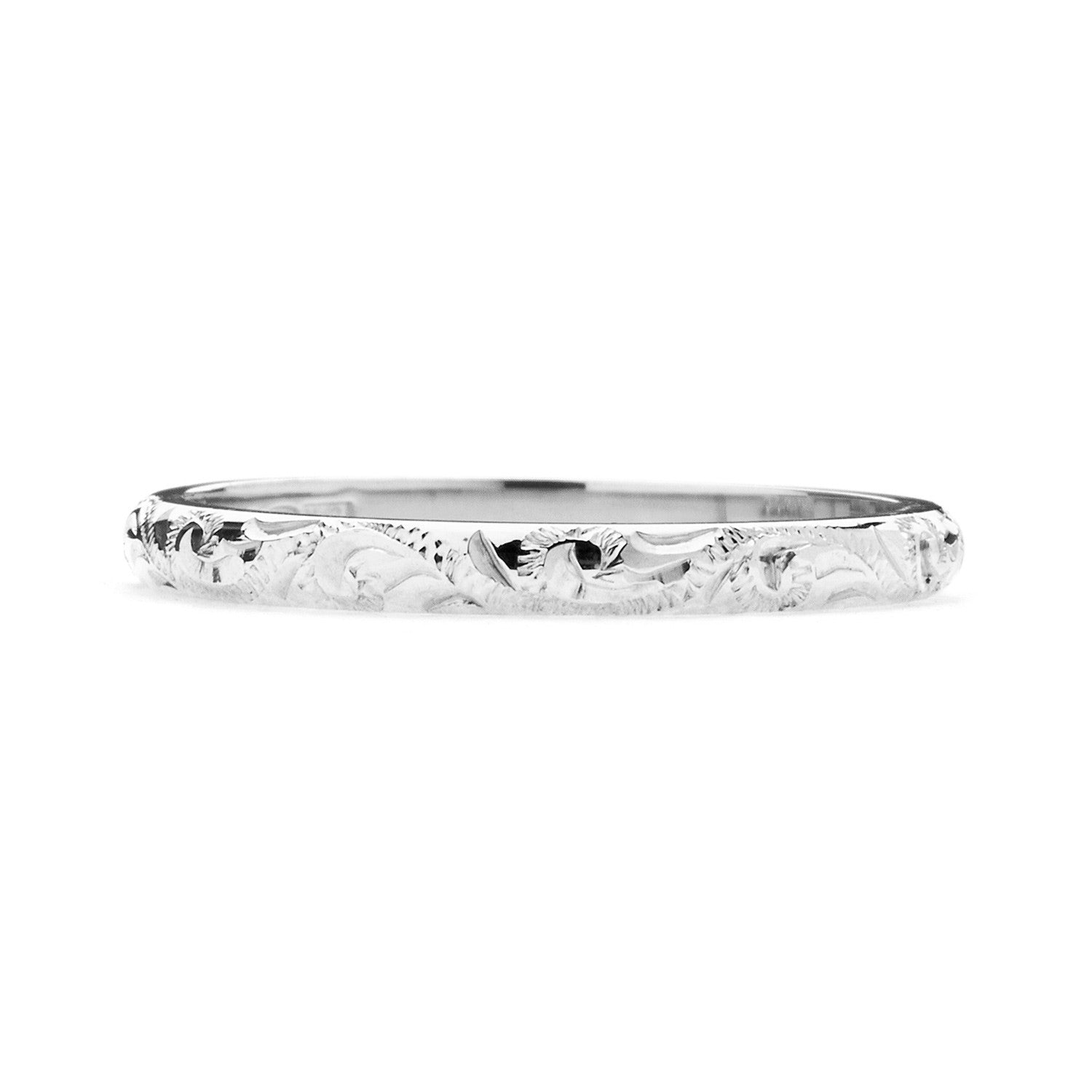Scrolls Engraved Ethical Platinum Wedding Ring, 2mm