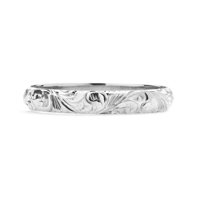 Scrolls Engraved Ethical Gold Wedding Ring, 3mm 2