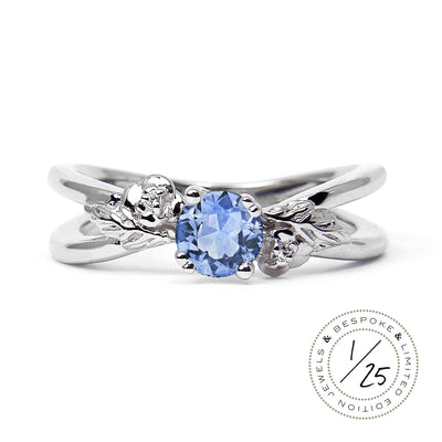Foliage Ethical Light Blue Sapphire Gemstone Engagement Ring, 18ct Fairtrade Gold