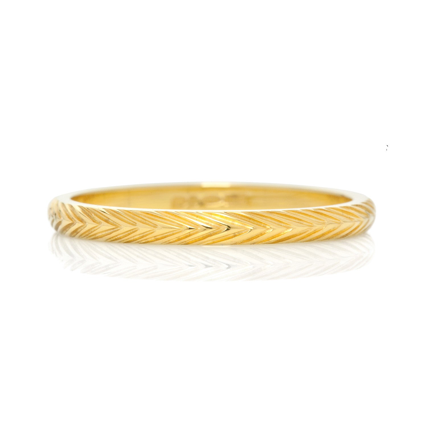 Wheat Sheaf Engraved Ethical Gold Wedding Ring, 2mm