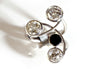 Bespoke cocktail ring - recycled rose-cut diamonds, 18ct recycled white gold and black onyx