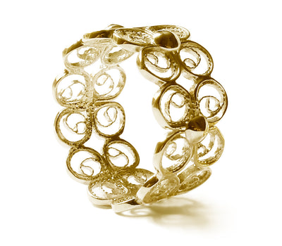 Filigree Enchanting Clover Ring in Yellow Gold - Arabel Lebrusan