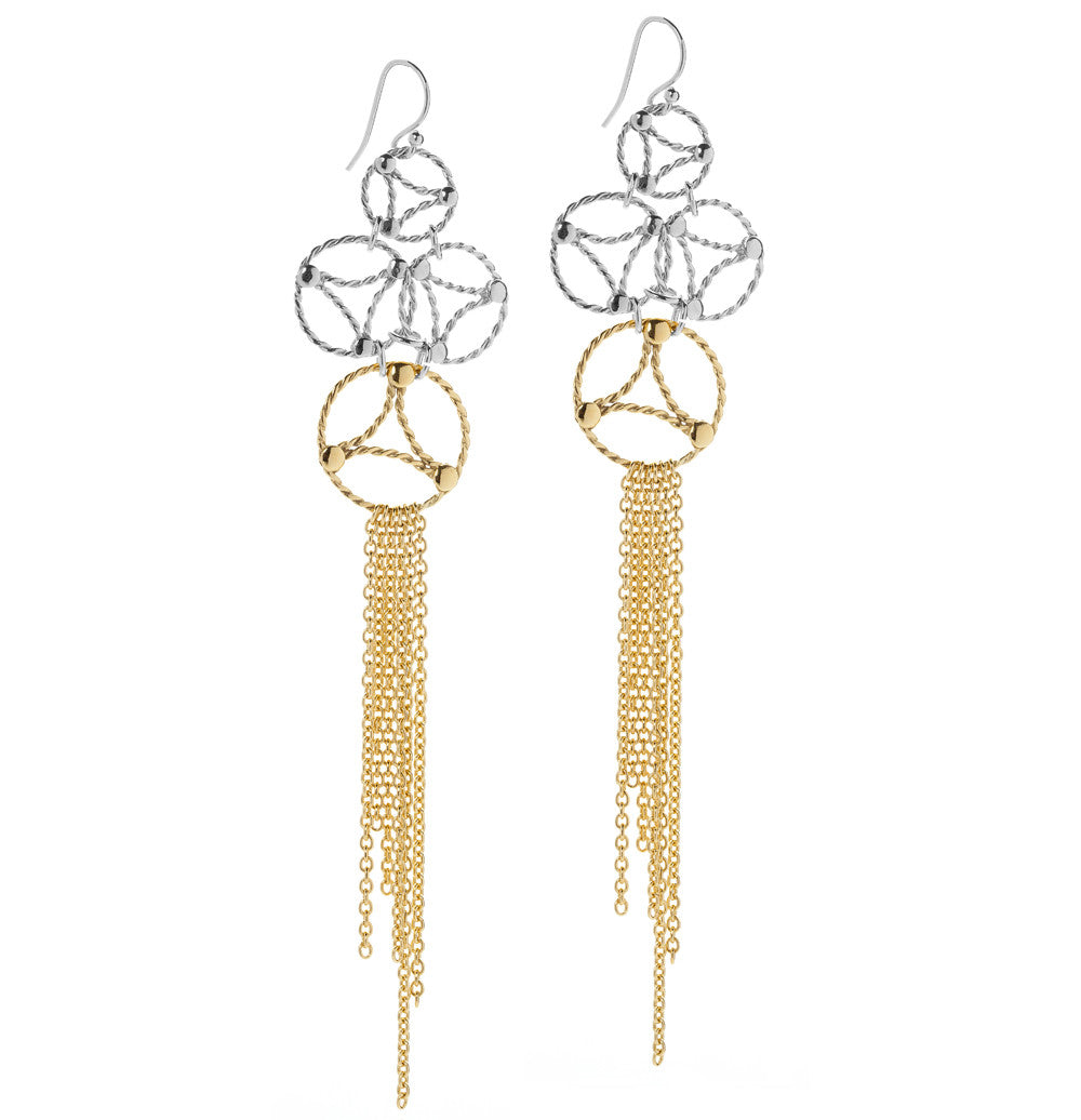 Lace Two-Tone Drop Earrings. Gold & Silver
