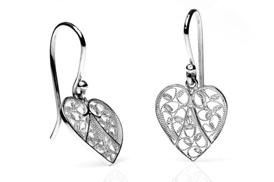 Heart Filigree Earrings. Silver