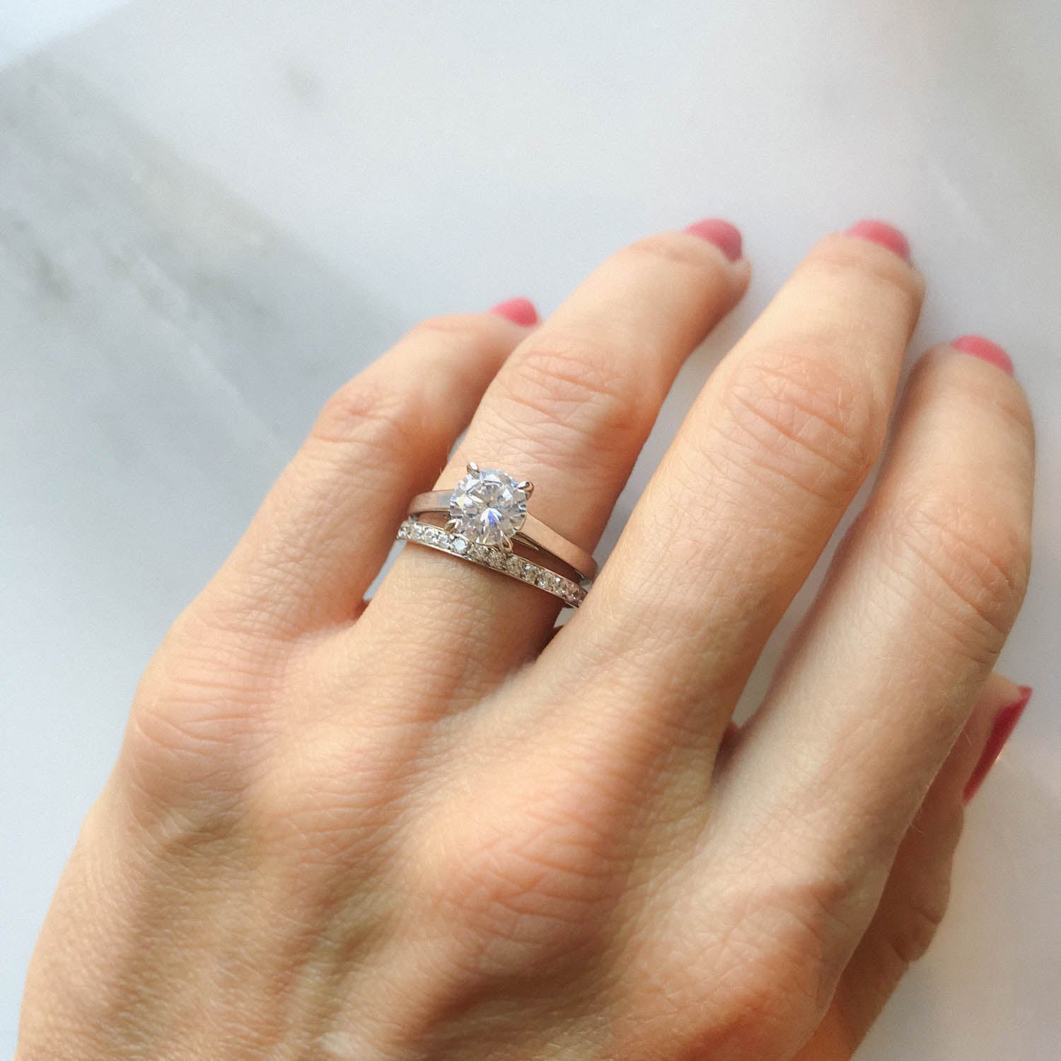 Solitaire diamond ring platinum band cheap