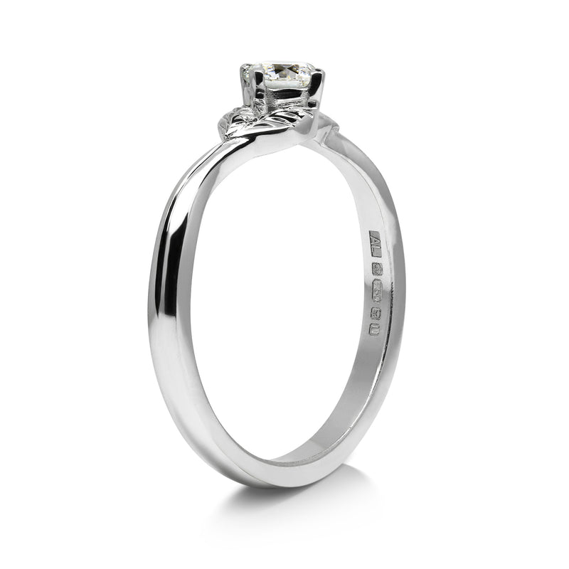 Bespoke Nature-Inspired Engagement Ring, 18ct recycled white gold and lab-grown diamond