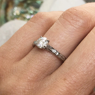 Abs Bespoke Solitaire Ring, 100% recycled platinum and Canadamark diamonds 3