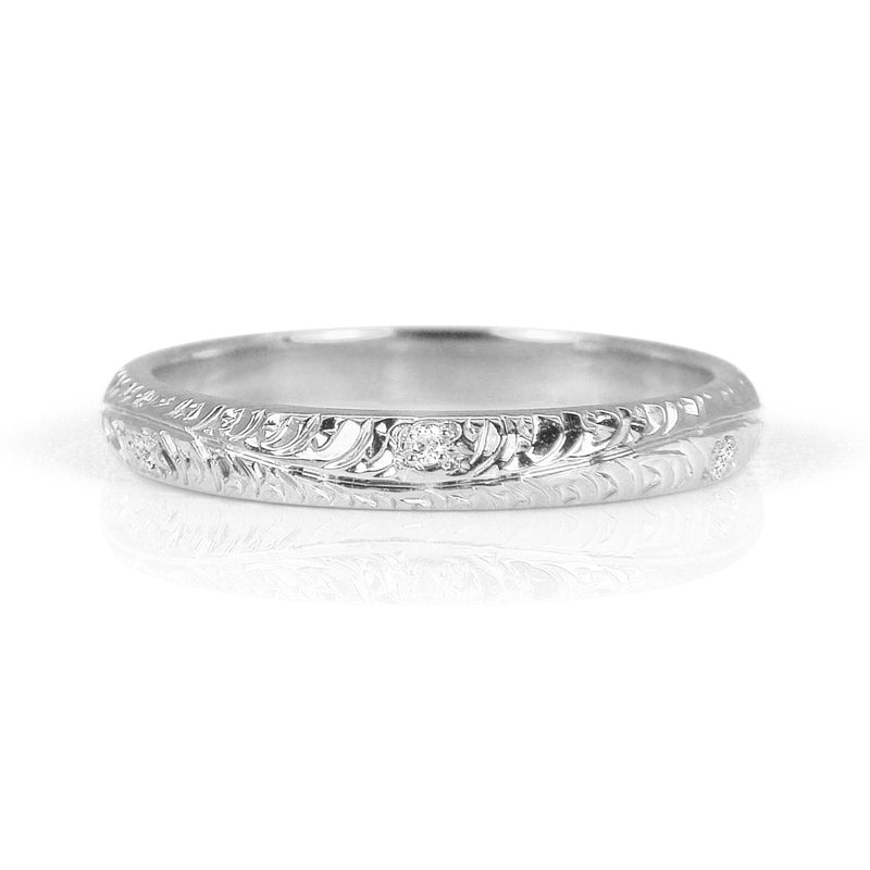 Cedar Engraved Ethical Gold Wedding Ring 3mm