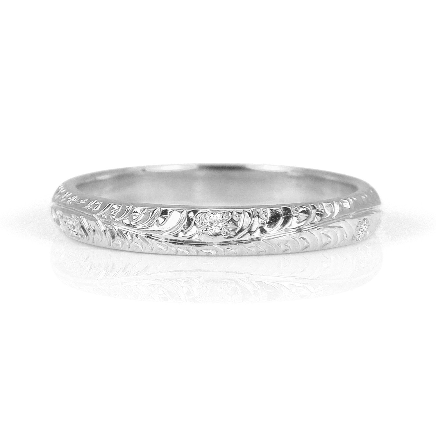 Cedar Engraved Ethical Platinum Wedding Ring 3mm