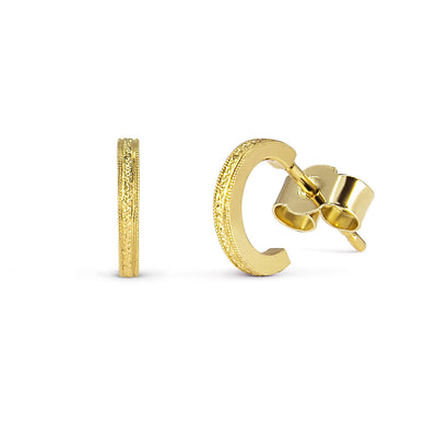 Eternity Engraved Ethical Hoop Earrings. 18ct Fairmined Ecological Gold