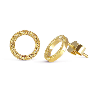 Eternity Engraved Ethical Loop Earrings. 18ct Fairmined Ecological Gold