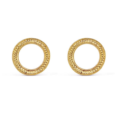 Eternity Engraved Ethical Loop Earrings. 18ct Fairmined Ecological Gold