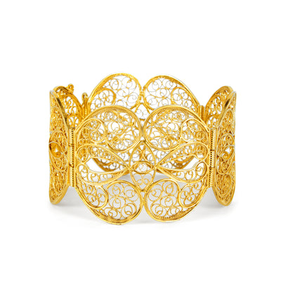 Filigree Butterfly Heart Bangle. Yellow Gold