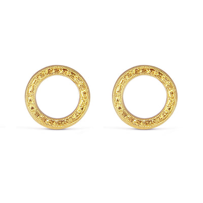 Heart Engraved Ethical Loop Earrings. 18ct Fairmined Ecological Gold