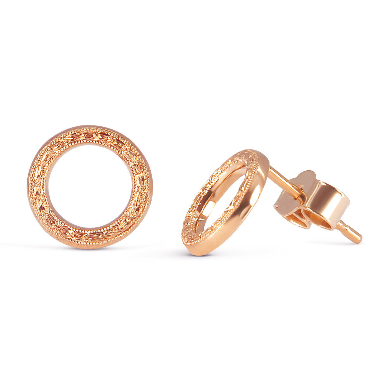 Heart Engraved Ethical Loop Earrings. 18ct Fairmined Ecological Gold
