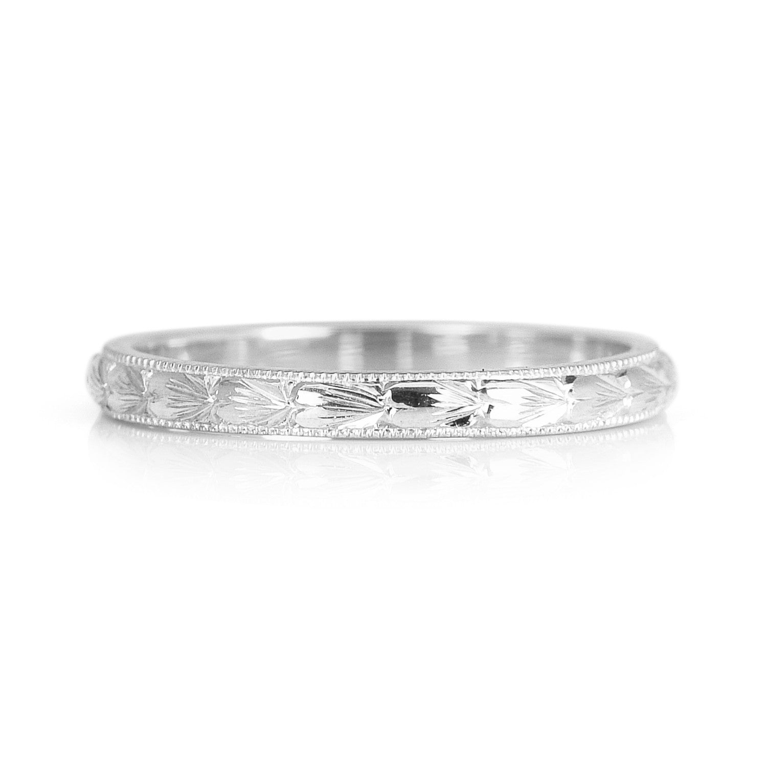 Heart Engraved Ethical Platinum Wedding Ring, 2mm