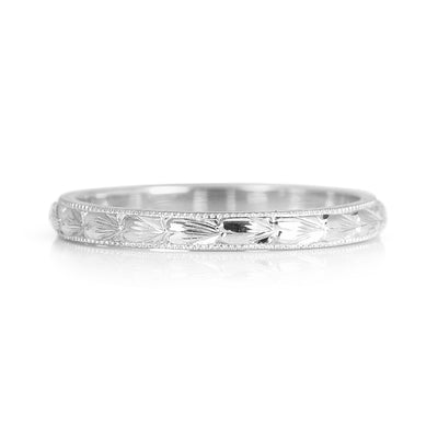 Heart Engraved Ethical Gold Wedding Band, 2mm 3