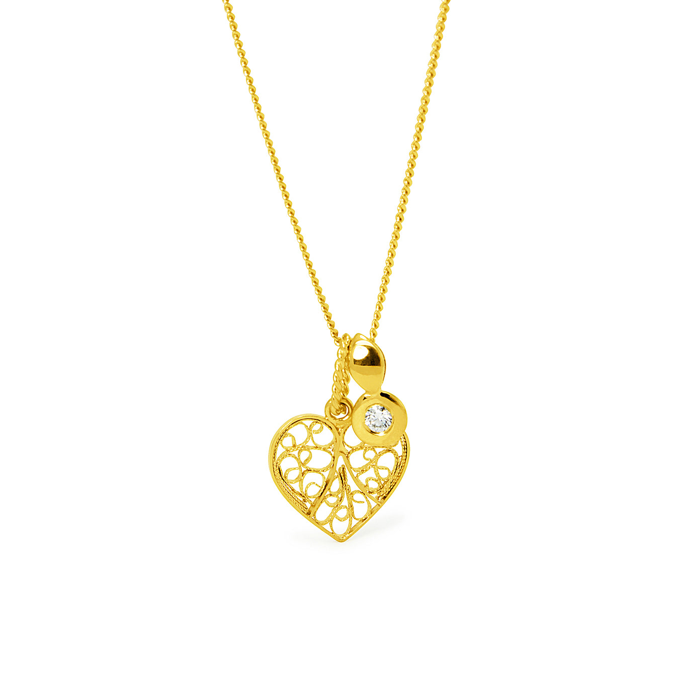 Heart Pendant with Diamond. Yellow Gold