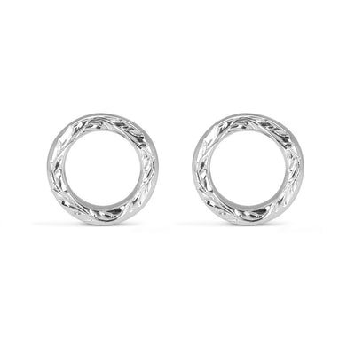 Vine Engraved Ethical Loop Earrings. 18ct Fairmined Ecological Gold
