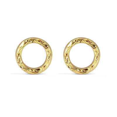 Vine Engraved Ethical Loop Earrings. 18ct Fairmined Ecological Gold