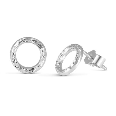 Vine Engraved Ethical Loop Earrings. 18ct Fairmined Ecological Gold