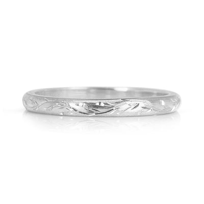 Vine Engraved Ethical Platinum Wedding Ring, 2mm