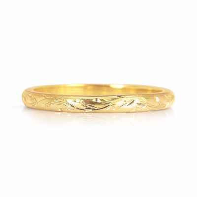 Vine Engraved Ethical Gold Wedding Ring, 2mm