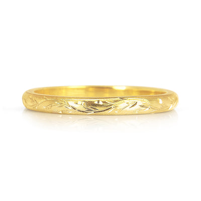 Vine Engraved Ethical Loop Earrings. 18ct Fairmined Ecological Gold