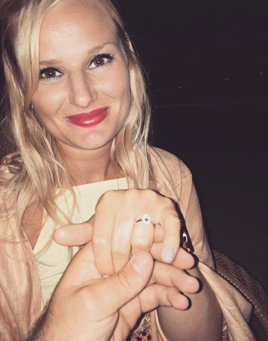 Bespoke Jenna engagement ring - 100% recycled platinum, oval aquamarine and conflict-free diamond halo 5