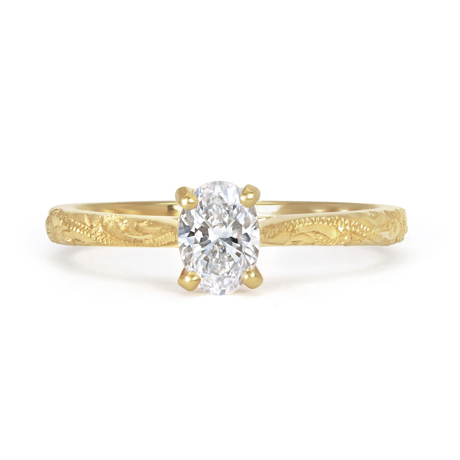 Athena Grande Ethical Diamond Gold Engagement Ring, 18ct recycled yellow gold and oval-cut conflict-free diamond