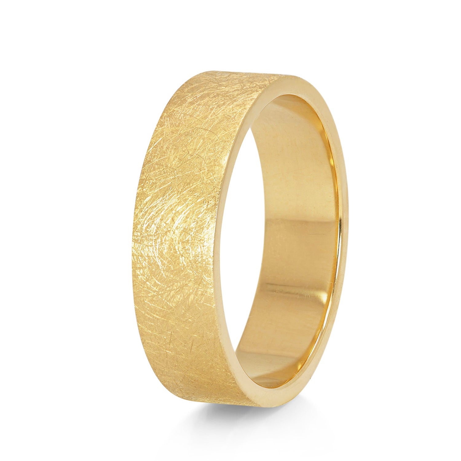 Bespoke Chrysta Distressed Alternative Wedding Band, 18ct Fairtrade Gold and Hand-Engraved Message
