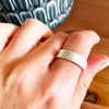 Bespoke Chrysta Distressed Alternative Wedding Band, 18ct Fairtrade Gold and Hand-Engraved Message On-Hand