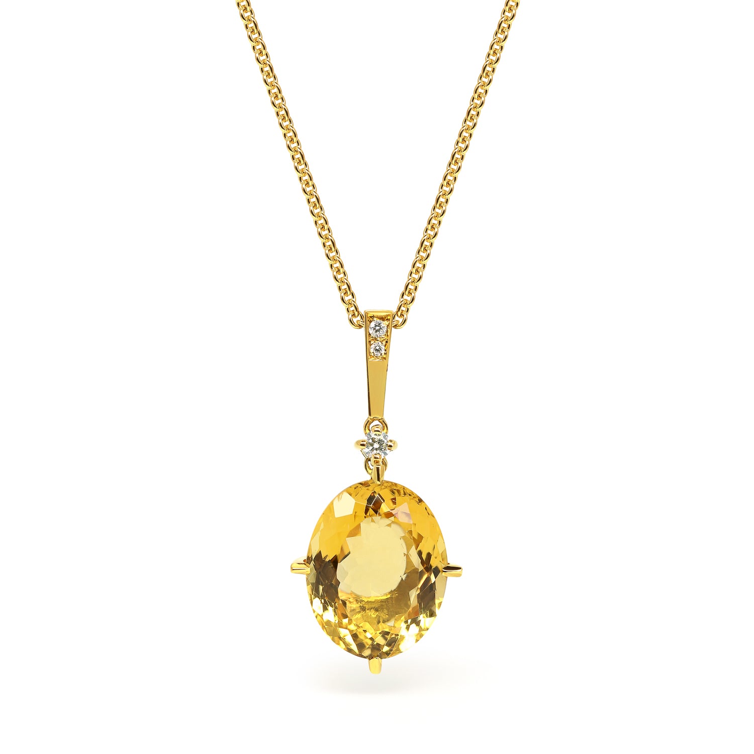 Bespoke Citrine Pendant and Earring set - 18ct yellow gold, ethically-sourced citrine and white diamonds 