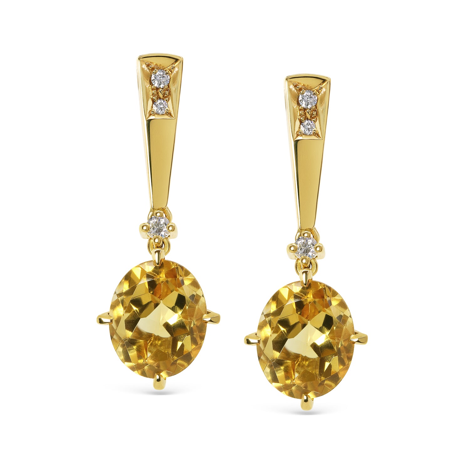 Bespoke Citrine Earrings - 18ct yellow gold, ethically-sourced citrine and white diamonds 