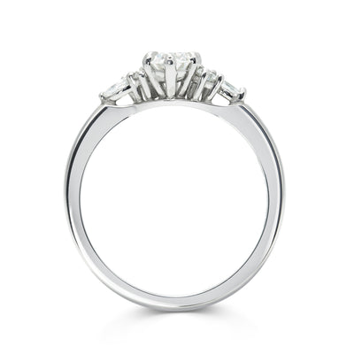 Bespoke Doug cluster engagement ring, traceable and conflict-free diamonds and recycled platinum front