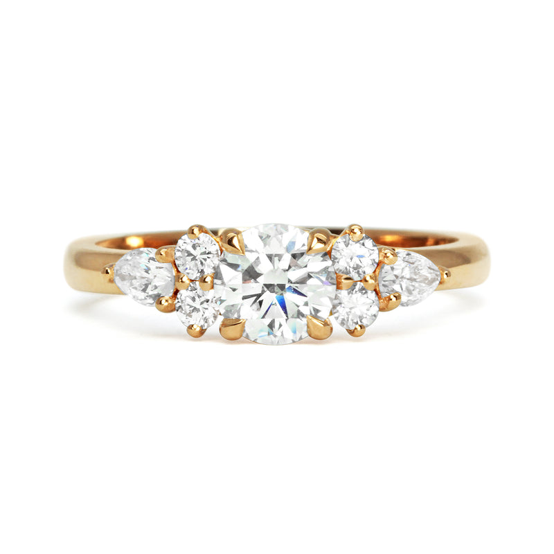 Bespoke James engagement ring, artisanal Ocean Diamonds, conflict-free Canadian diamonds and 18ct rose Fairmined Ecological Gold side