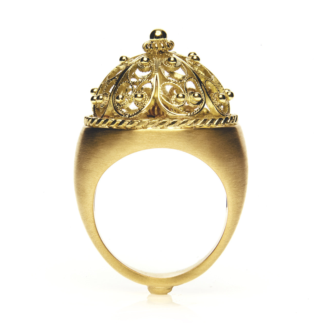 Bespoke filigree bombe ring - 18ct recycled yellow gold