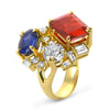 Bespoke cocktail ring - 18ct yellow gold and reclaimed coloured gemstones 3