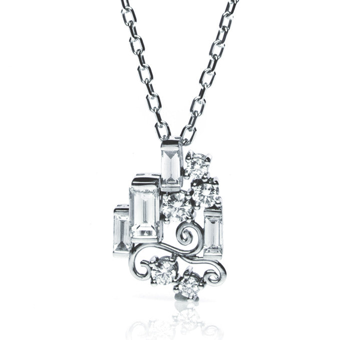 Bespoke Manuela pendant - 18ct white gold, Art Deco inspired, conflict-free diamonds