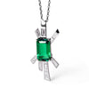 Bespoke Patrizia Art Deco-inspired pendant - emerald-cut reclaimed emerald, baguette-cut diamonds and ethical white gold