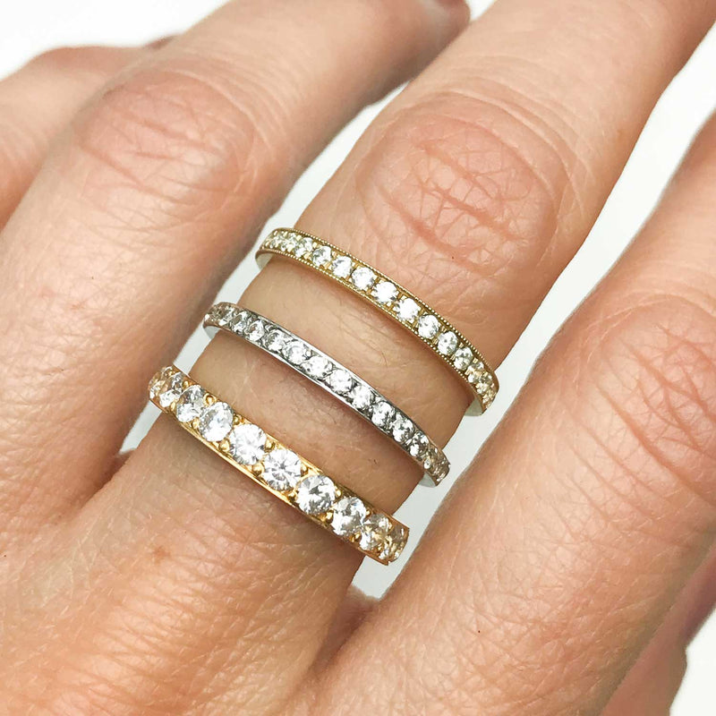 Cherish Half Diamond Ethical Gold Eternity Wedding Ring, 18ct Fairtrade Gold
