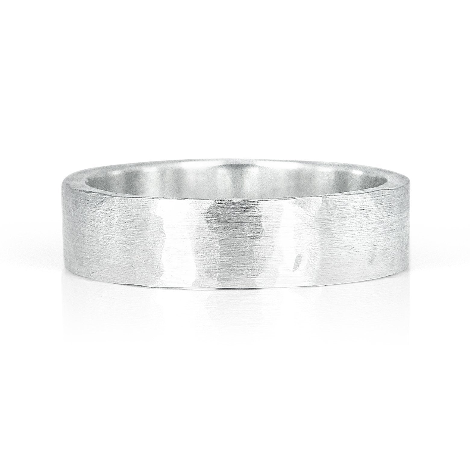 Light Hammered Ethical Gold Wedding Ring, Wide, Matte Finish 