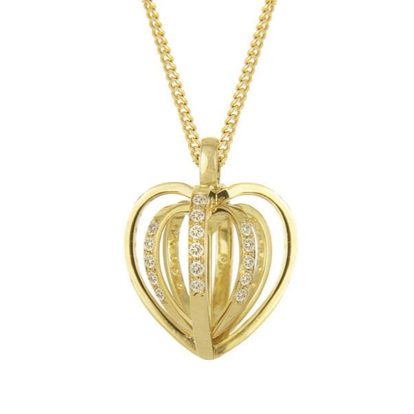 Diamond Sequin Heart Pendant, 18ct Ethical Yellow Gold