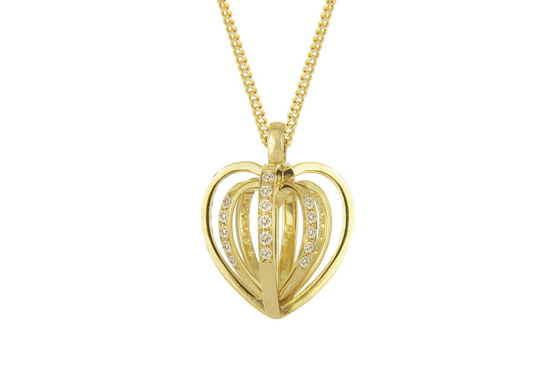 Diamond Sequin Heart Pendant, 18ct Ethical Yellow Gold