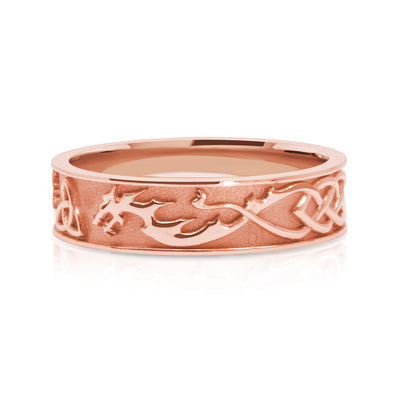 Bespoke Wedding Ring - Fairtrade rose gold with lion, dragon and Celtic Trinity Knot engraving 2