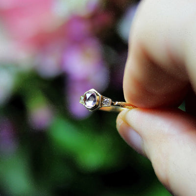 Bespoke Hexagon Rose Cut Pink Sapphire Engagement Ring - ethical and unique 3