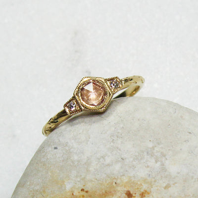 Bespoke Hexagon Rose Cut Pink Sapphire Engagement Ring - ethical and unique 5