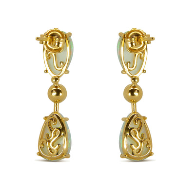 Bespoke Estelle drop earrings - Fairmined Ecological Gold, fair-traded opals and emeralds 2