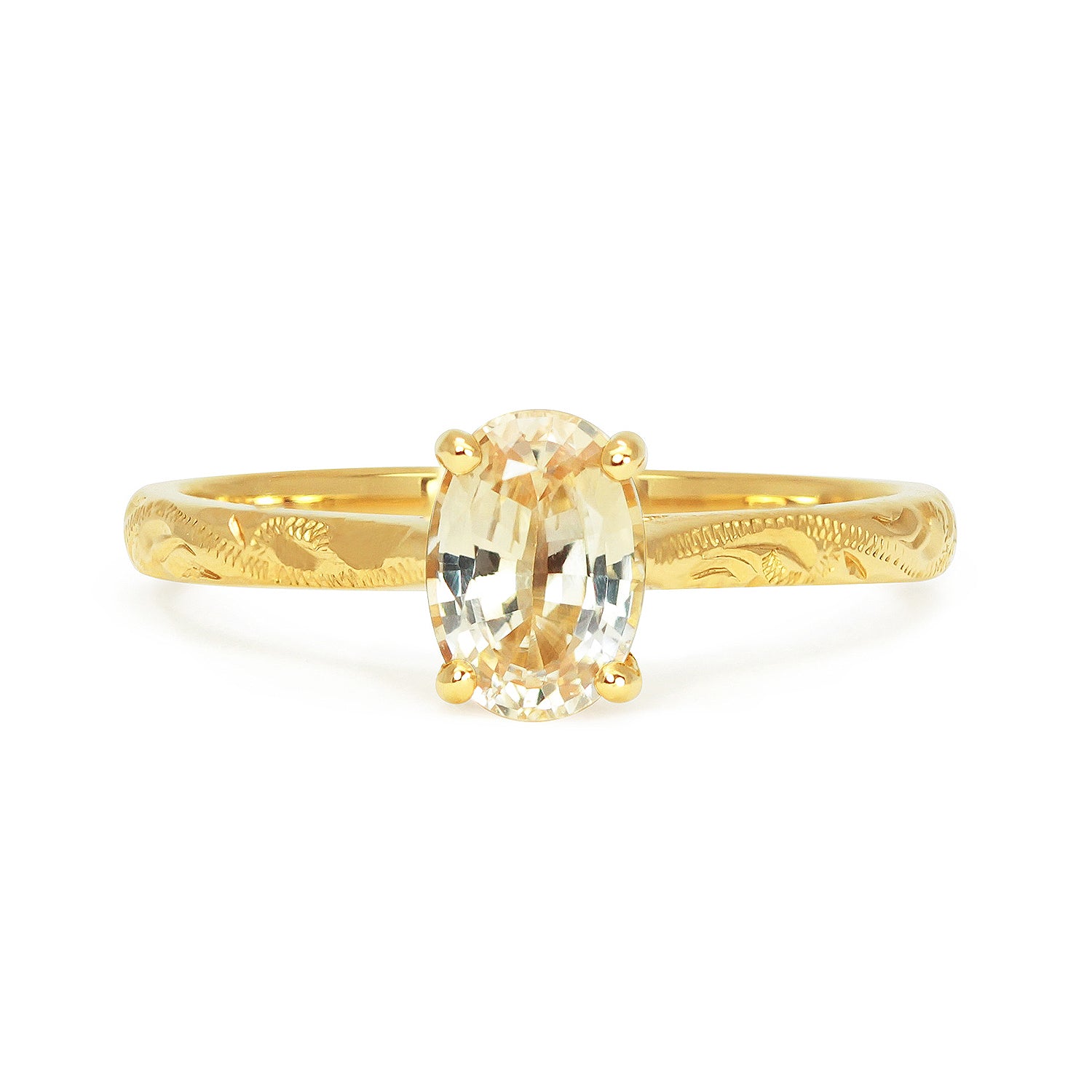 Fancy Athena Champagne Sapphire Ethical Gold Engagement Ring, recycled gold and a fair-traded Sri Lankan sapphire