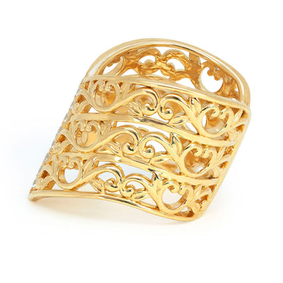 Artisan Filigree Ethical Gold Wishbone Commitment Ring with Conflict-Free Diamonds, side